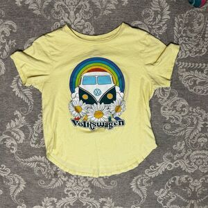 Volkswagen Women's M Yellow Retro Van Graphic T-Shirt Casual Top
